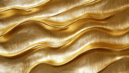Elegant Abstract Golden Texture with Metallic Waves for Luxurious Background and Modern Design Useの素材