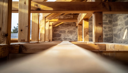 Stunning Organic Interior Design with Robust Timber Frame Structure Showcasing Architectural Processの素材