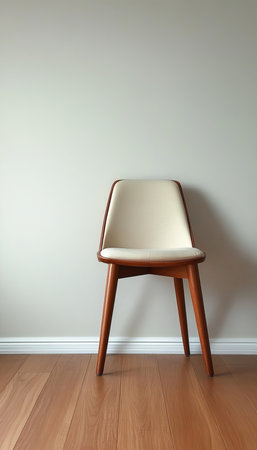Elegant Wooden Chair with Padded Seat, Perfect for Modern Interiors and Minimalist Living Spacesの素材