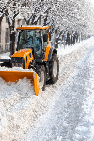 Winter Service Machinery Effectively Clears Snow-Covered Streets for Safe Passage and Travelの素材