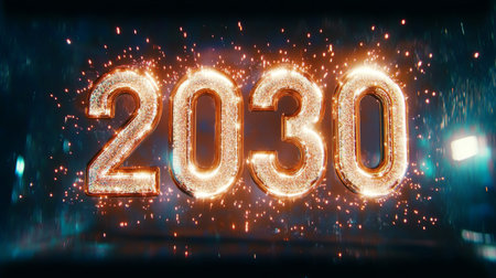 A Vibrant Celebration of the New Decade A Shimmering Metallic Display for an Exciting 2030 Aheadの素材