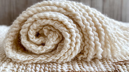 Serene Embrace A Close-Up of Soft, Undyed Wool Highlighting Comfort and Texture for Designの素材