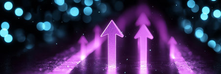 Bright and Shiny Arrows Pointing Upwards Representing Business Growth and Future Success Conceptの素材