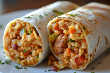 Deliciously Crafted Burritos Filled with Fresh Ingredients, Perfect for a Satisfying Lunch or Dinnerの素材