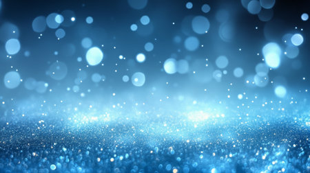 Enchanting Mystical Blue Sparkles Bokeh Background with Soft Light and Dreamy Glows for Designsの素材