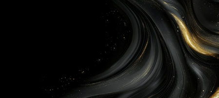 Abstract Fluid Art Backdrop with Black and Golden Color Pattern Creating an Elegant Texture Designの素材