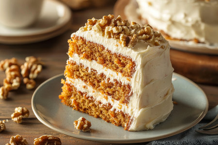Deliciously Moist Gourmet Carrot Cake with Cream Cheese Frosting Perfect for Any Celebration Eventの素材