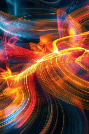 Energetic Curves of Abstract Light Streams Dance in a Vivid Blend, Creating Visual Harmonyの素材