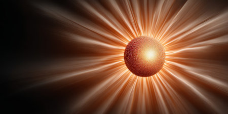 Radiant Energy Emanating Outward Against a Dark Backdrop, Emphasizing Optimism and Solar Powerの素材