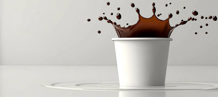 Elegant Still Life of a Freshly Brewed Cup of Coffee Surrounded by Artistic Monochrome Elementsの素材