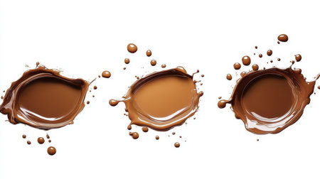 Artistic Coffee Stains and Splashes on White Background for Creative Text Layer and Design Useの素材