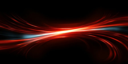 Dynamic Red Abstract Blur with Fiery Light Streaks Against Black Background for Technology Themesの素材