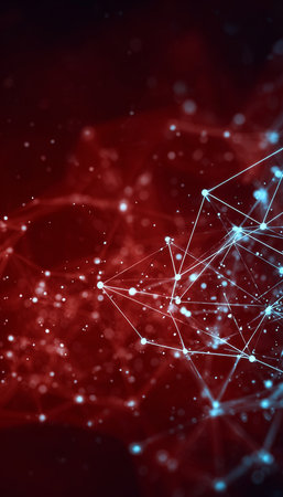 Interconnected Networks and Complex Structures Against Cosmic Depths in Abstract Maroon Themesの素材