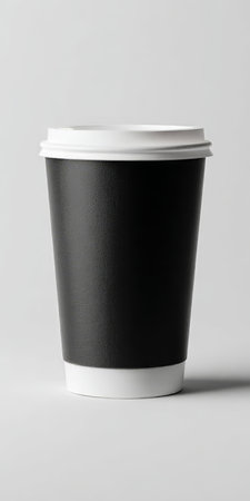 Minimalist Coffee Cup Isolated on White Background for Elegant Hot Drink Presentation Mockupの素材