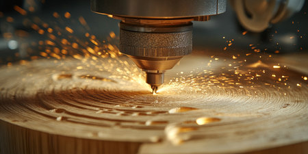Precision CNC Router Carving Intricate Designs in Woodworking High-Tech Machinery in Actionの素材