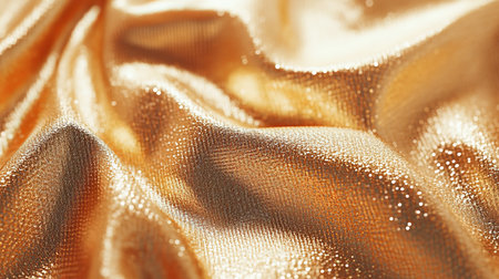 Luxurious Golden Textured Fabric with Shiny Metallic Finish and Elegant Folds for Abstract Designの素材
