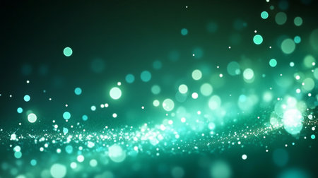 Vibrant Festive Aura Sparkling in Blue Green Abstract Canvas with Luminous Light and Bokeh Effectsの素材