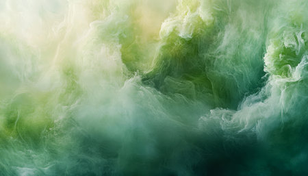 Elegant Fluid Abstract Background Featuring Soft Waves in Light Green Tones with Gentle Gradientsの素材