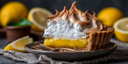 A Deliciously Tangy Lemon Meringue Pie with a Perfectly Golden Crust and Fluffy Meringue Toppingの素材