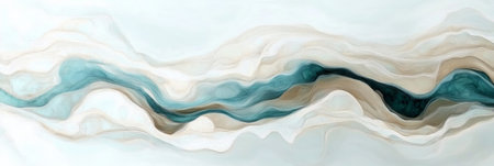 Elegant Liquid Flow Art Background Design Featuring Soft Watercolor Blobs in Delicate Motionの素材