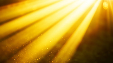 Ethereal Radiance of Sunlight and Sunny Rays Over a Beautiful Bokeh Background with Golden Glowsの素材