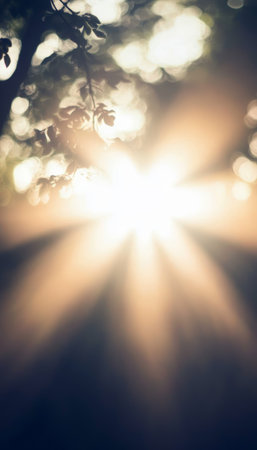 Enchanting Morning Light Filtering Through Lush Green Leaves, Creating a Magical, Dreamy Atmosphereの素材