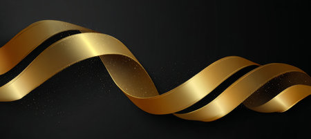 Elegant Swirls and Ribbons Intertwine in Flowing Motion on a Luxurious Charcoal Backdropの素材