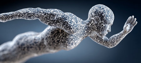 Dynamic Athlete in Neurological Embrace Capturing Strength, Movement, and Intelligence in Actionの素材