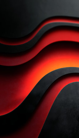 Dynamic Background with Glowing Red Waves on Dark Textured Surface in Abstract Art Style Designの素材