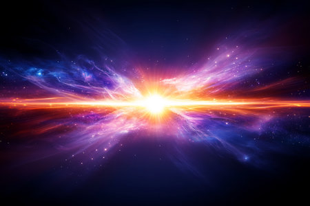 Stunning Cosmic Sunburst Radiating Energy Across the Vast Universe in an Abstract Space Sceneの素材