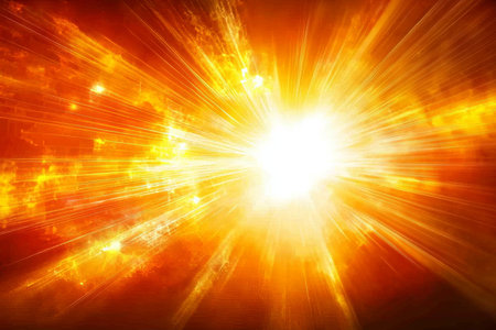 Dramatic Solar Flare Effect with Rays of Radiance Bursting from a Central Point in Vibrant Colorsの素材