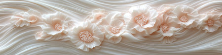 Soft and Dreamy Pastel Coral Wave Background with Delicate Floral Patterns for Elegant Designsの素材
