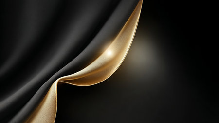 Elegant and Opulent Dark Fabric Backdrop with Luxurious Golden Accents for Dramatic Photographyの素材