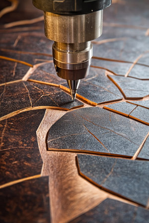Precision Router Heads Skillfully Create Exquisite Grain Patterns on Beautiful Mahogany Masterpiecesの素材