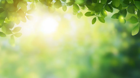 Sunshine Filtering Through Lush Green Foliage, Creating a Dreamy Atmosphere of Light and Shadowsの素材