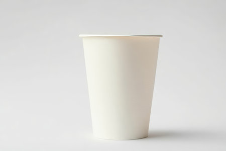 Elegant Beige Disposable Paper Cup on White Background Perfect for Coffee, Tea, and Event Mockupsの素材