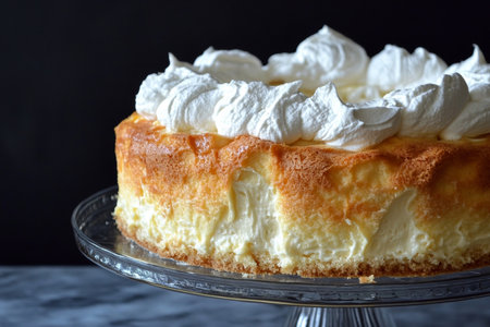 Indulge in a Luxurious Tres Leches Cake Topped with Fluffy Whipped Cream and Fresh Berries Delightの素材
