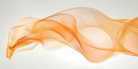 Ethereal Orange Silk Wave Texture An Elegant Abstract Design with Smooth, Airy Curves and Swirlsの素材