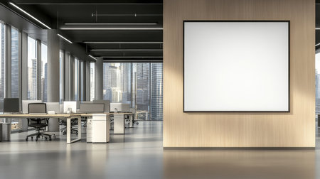 Modern Spacious Office Interior Mockup Template for Creative Commercial Advertisement Design Useの素材