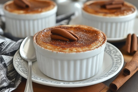 Indulge in Exquisite Creme Brulee Dessert with Silky Custard and Perfectly Caramelized Sugar Topの素材