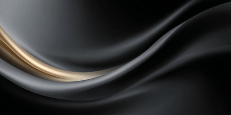 Elegant Black and Golden Wave Design on Luxurious Fabric Texture for Modern Backgroundsの素材