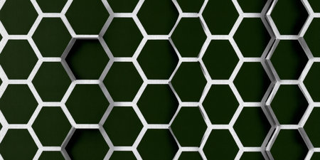 Stunning Geometric Green Seamless Hexagonal Patterns with Depth for Modern Design and Decorationの素材