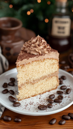 Indulge in Sweet Temptation with a Cappuccino Flavored Cake, Perfectly Decorated for Coffee Loversの素材