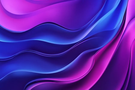 Abstract Waves of Fluid Design in a Blue to Purple Gradient, Modern Digital Art Painting Backgroundの素材