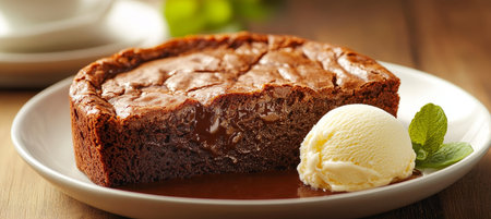 Decadent Chocolate Lava Cake with Vanilla Ice Cream, Perfect for Celebrations and Special Occasionsの素材