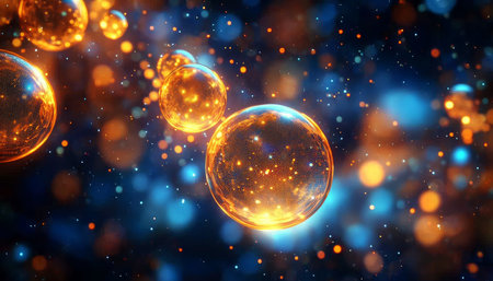 Abstract Digital Artwork Featuring Luminous Orbs and Bokeh Effects in an Elegant Background Designの素材