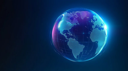 Stunning Global Data Visualization with Network Connections Across Continents on a Dark Backgroundの素材