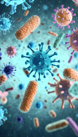 Microbial Jungle A Vibrant and Intricate World of Germs and Viruses Within Human Cellsの素材