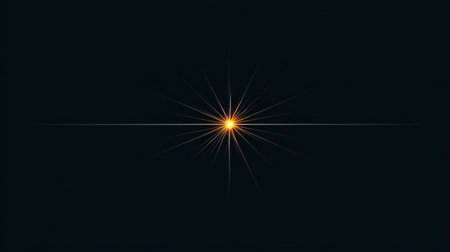 Dramatic Golden Sunburst on Black Background, Energetic Radiance with Elegant Geometric Overlayの素材
