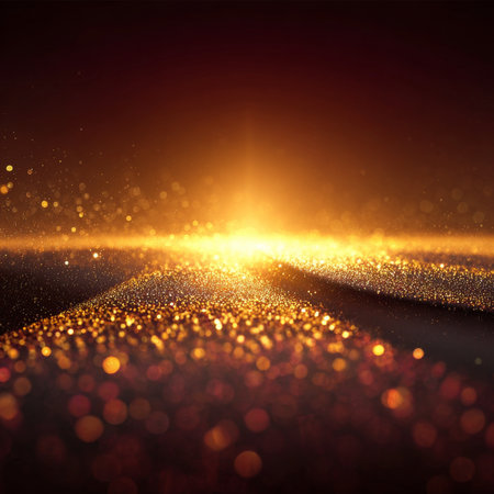 Golden Bokeh Lights on a Warm Gradient Background Creating a Magical and Celebratory Atmosphereの素材
